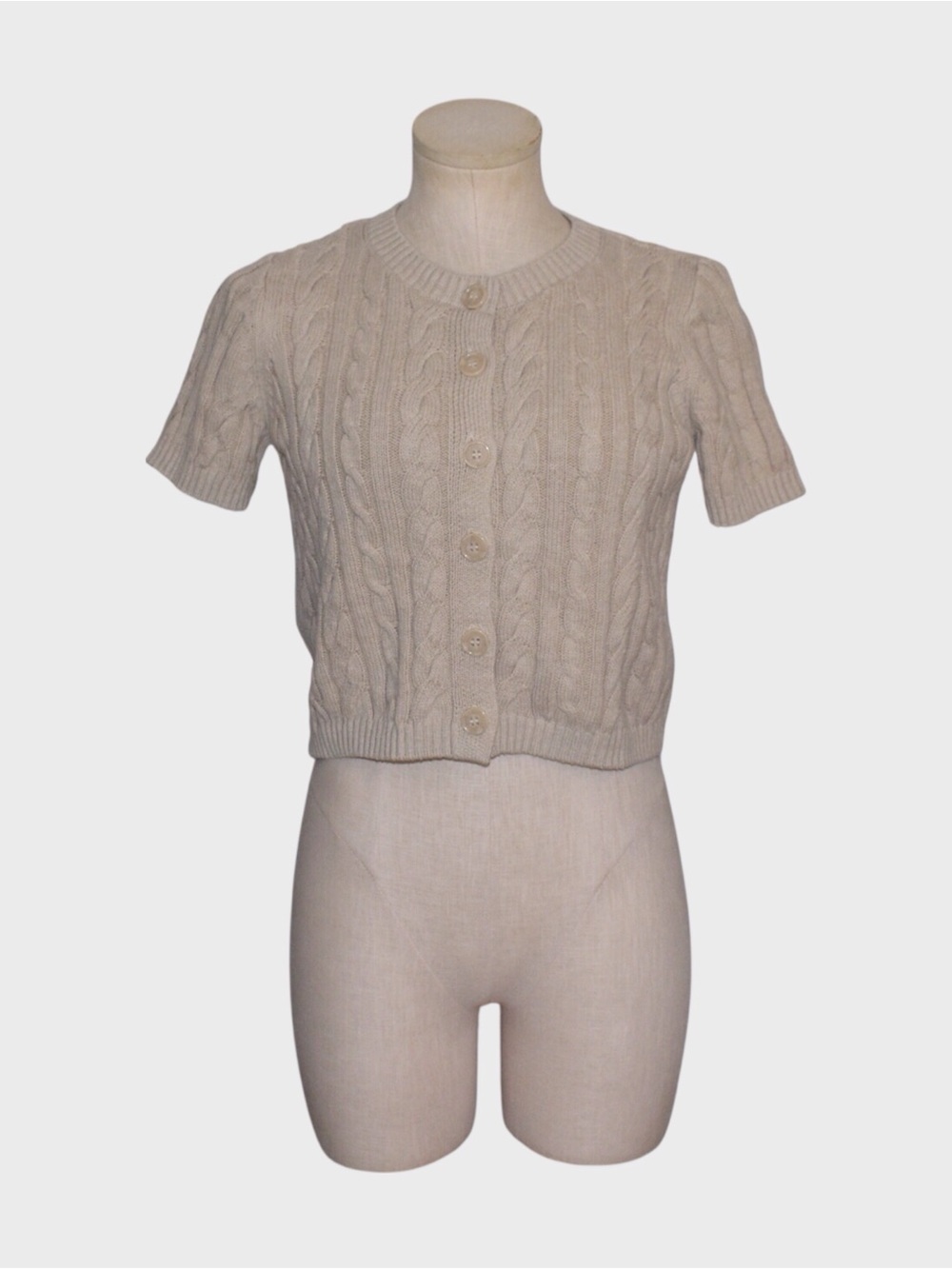 Pink Rose Cable Knit Short Sleeve Cardigan